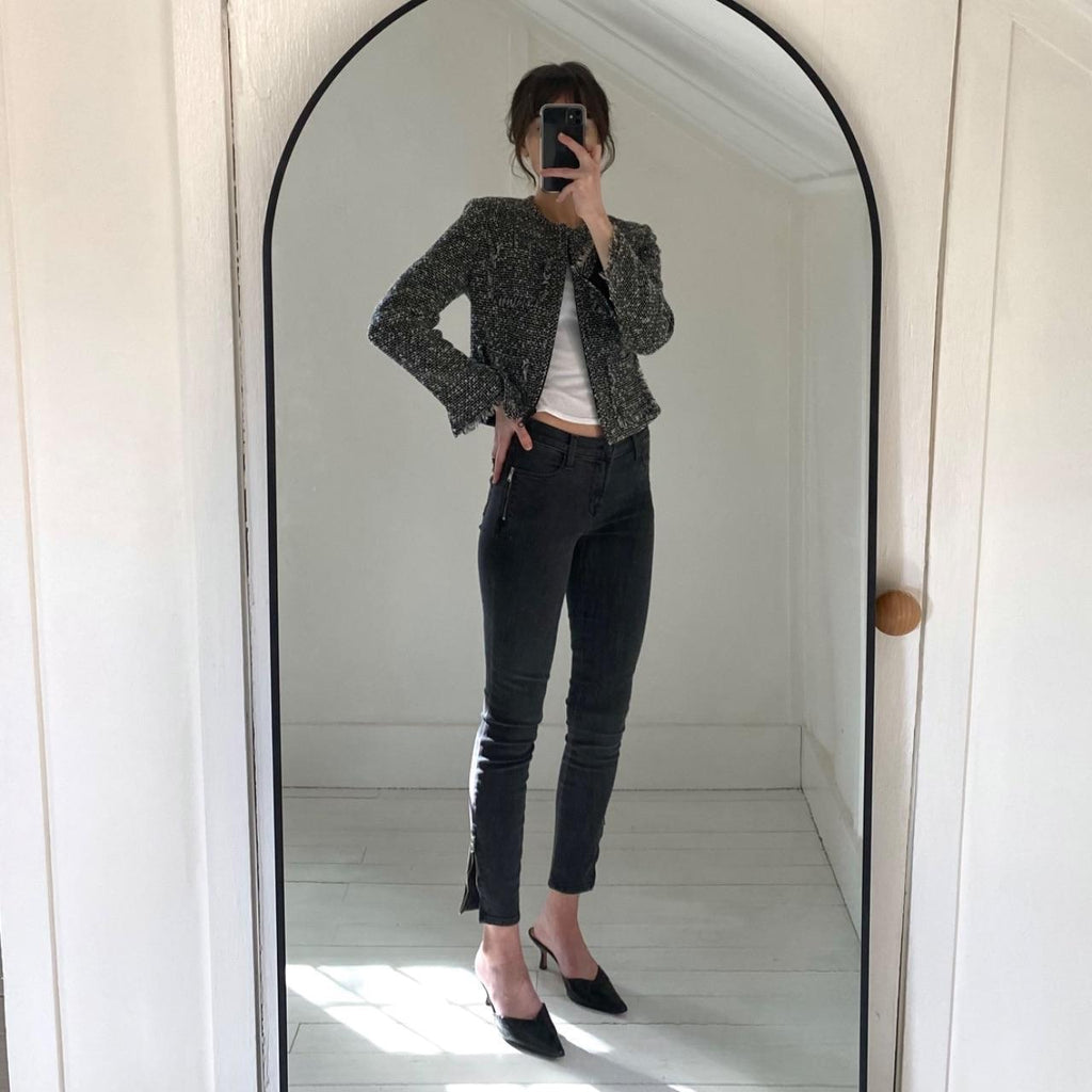 J Brand Tali Skinny Zipper Jeans in Grey Cascade Size 26