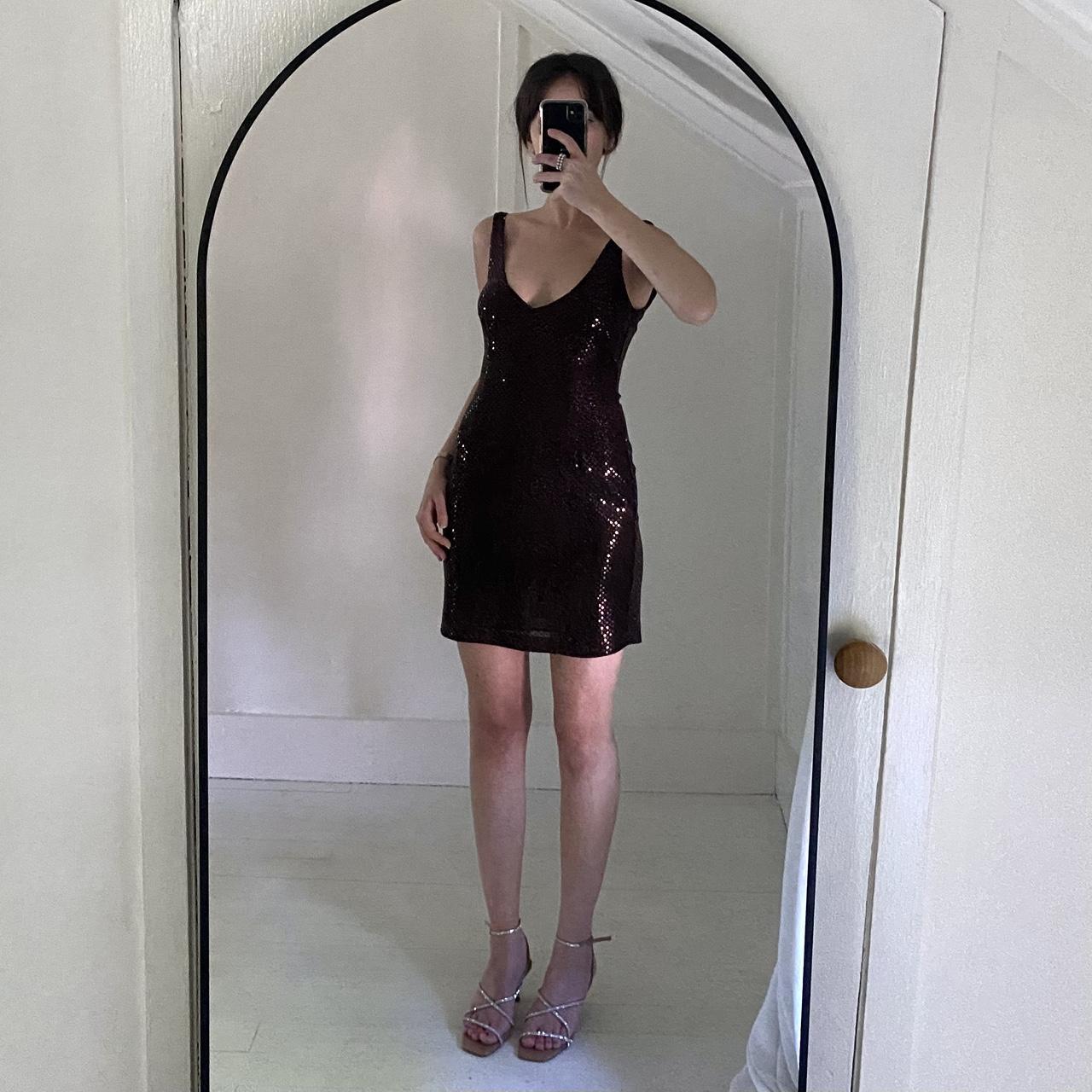 Hugo Buscati Collection Vintage 90s Metallic Sequin Mini Dress Size 2