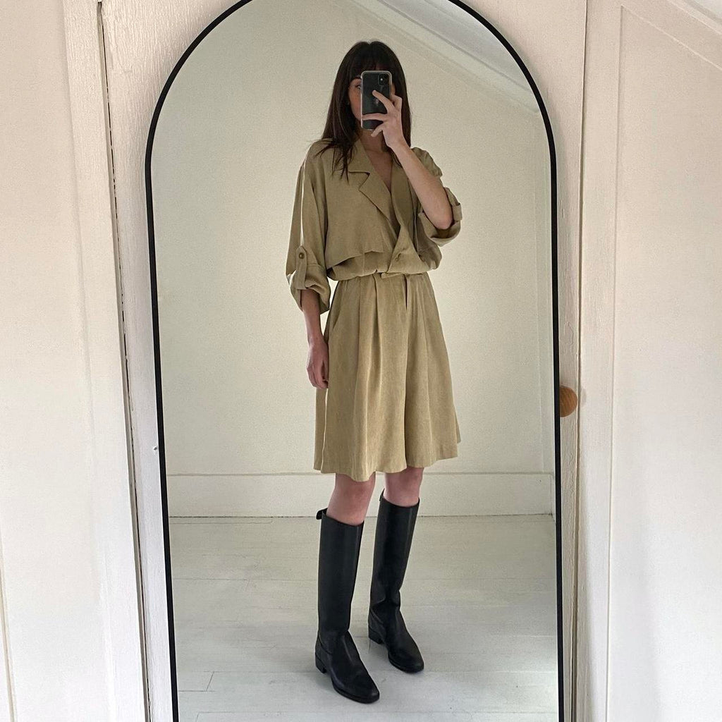 Dawn Joy Vintage 80s Double Breasted Trench Romper Size 13-14