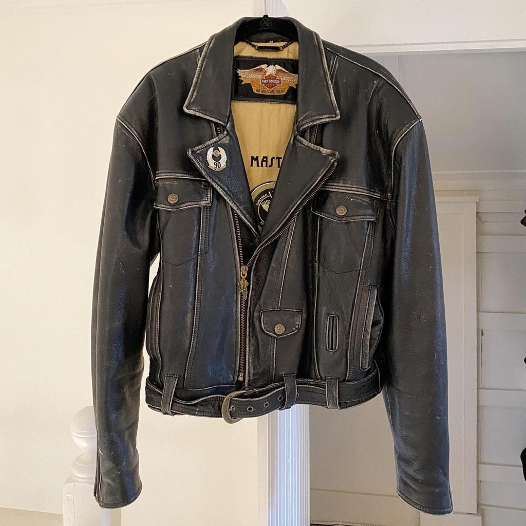 Harley Davidson Metal Masterpieces Vintage 90s Leather Riding Jacket Size M