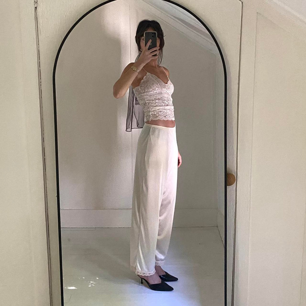 Vanity Fair Vintage 60s Satin Lace Trim Slip Pants Size 7