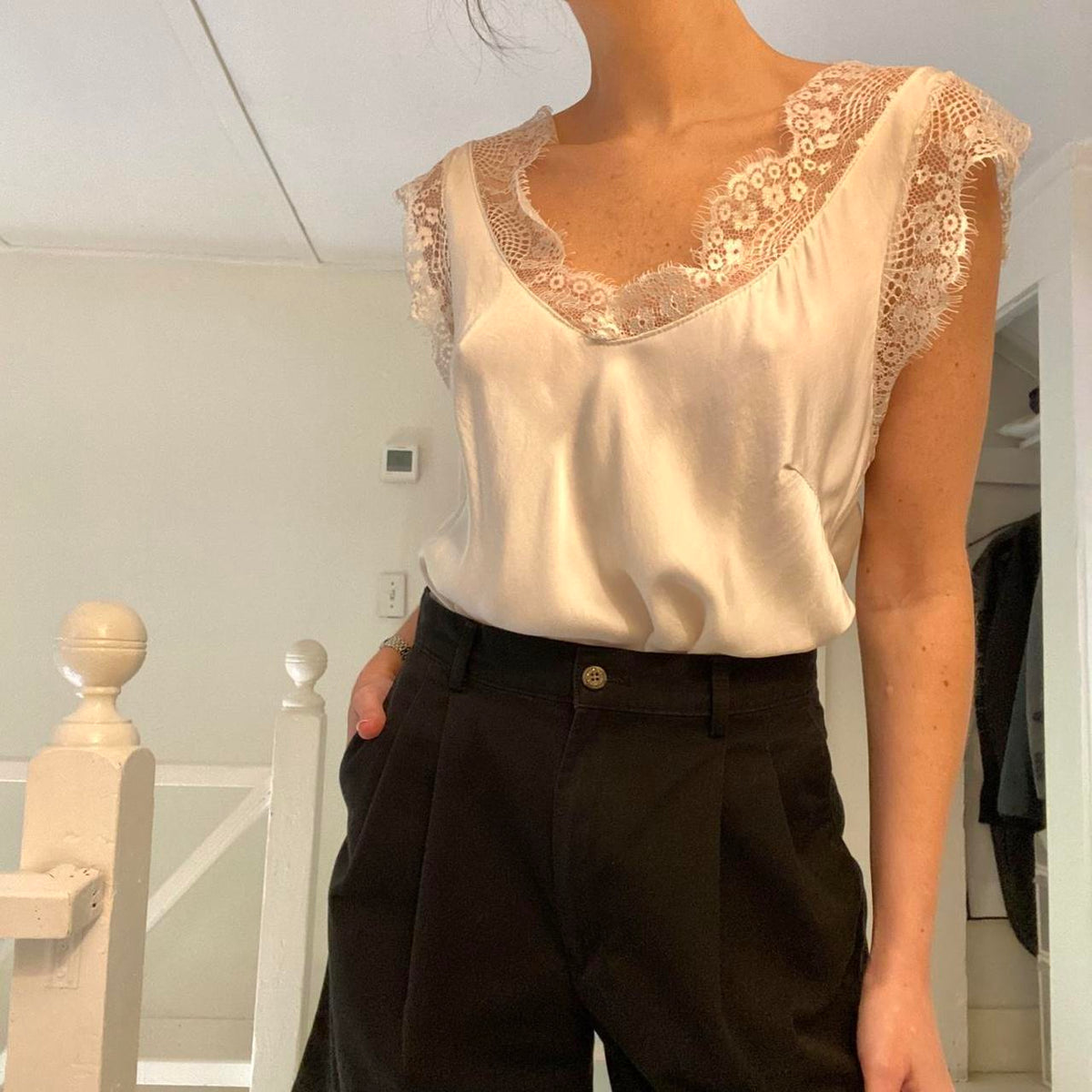 Jaki London Satin Lace Trim Camisole Vest Size S/M