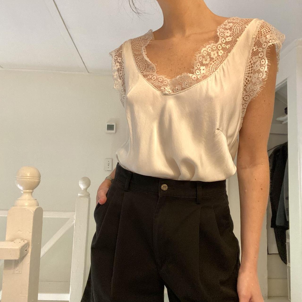 Jaki London Satin Lace Trim Camisole Vest Size S/M