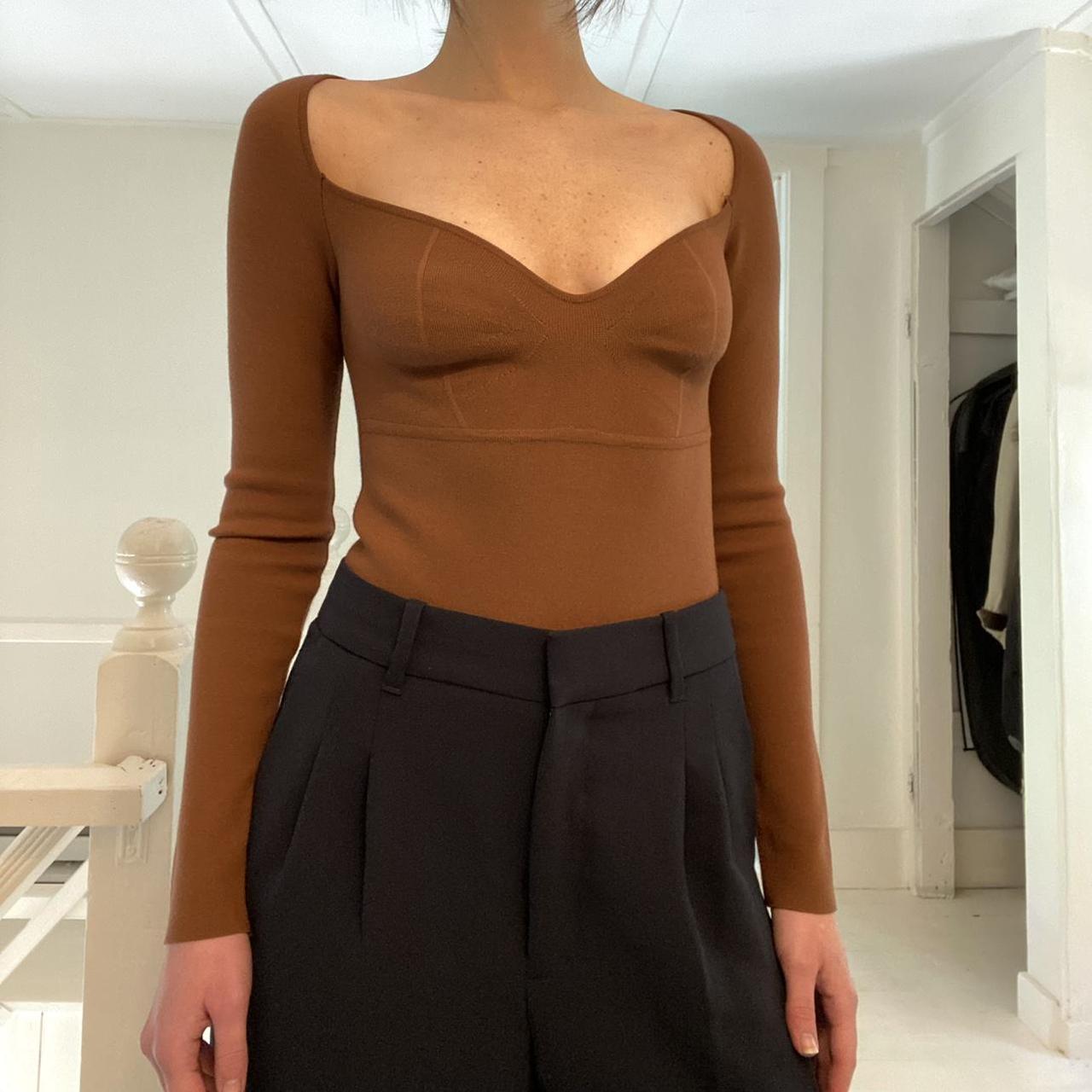 Zeynep Arcay Princess Knit Bodysuit in Brown Size 2