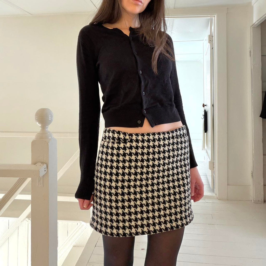 Gap Vintage Y2K Houndstooth Wool Knit Mini Skirt Size 1