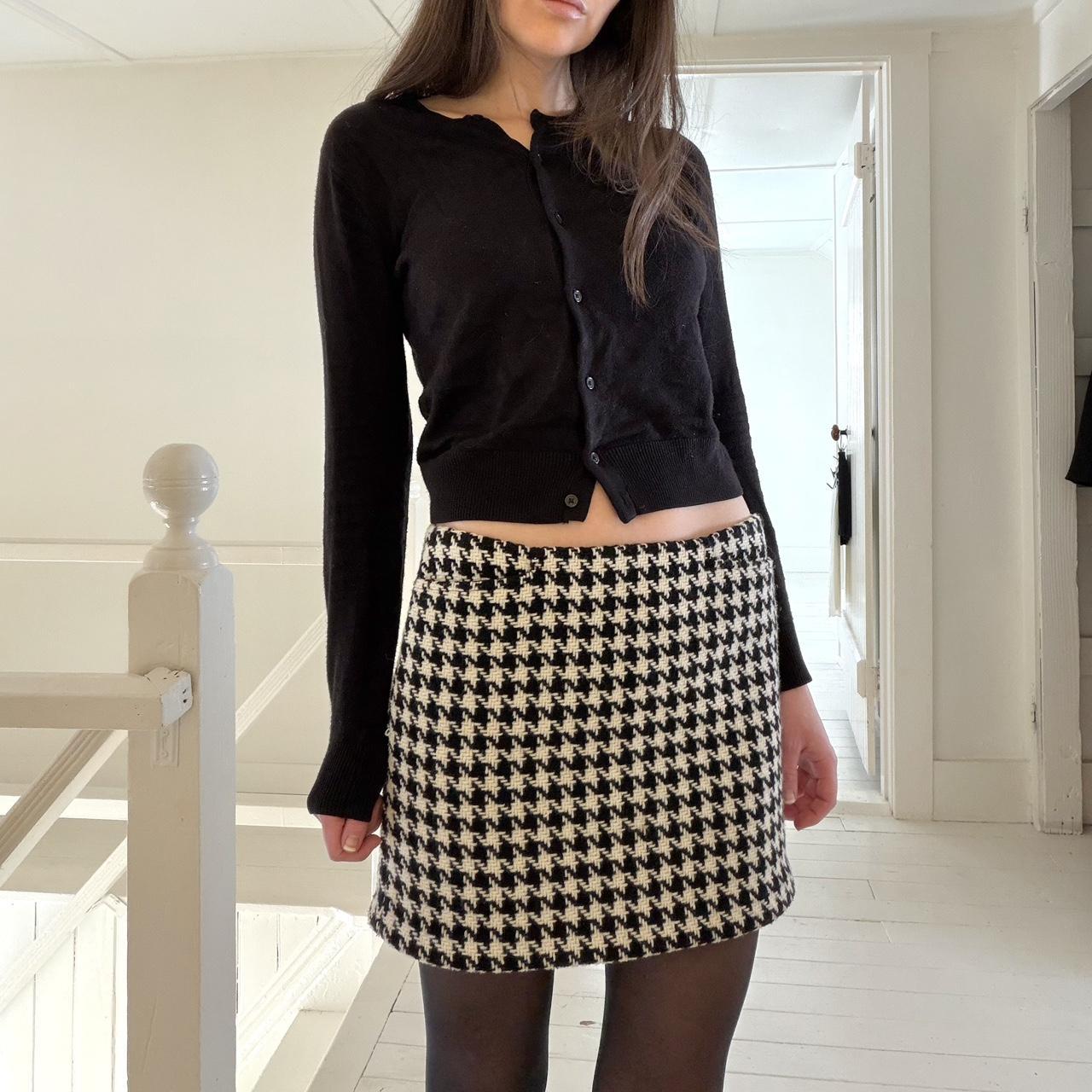Gap Vintage Y2K Houndstooth Wool Knit Mini Skirt Size 1