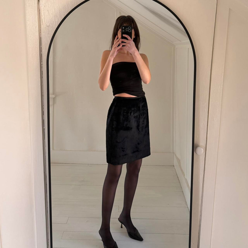 Tahari Vintage 90s Faux Fur Mini Pencil Skirt Size 6