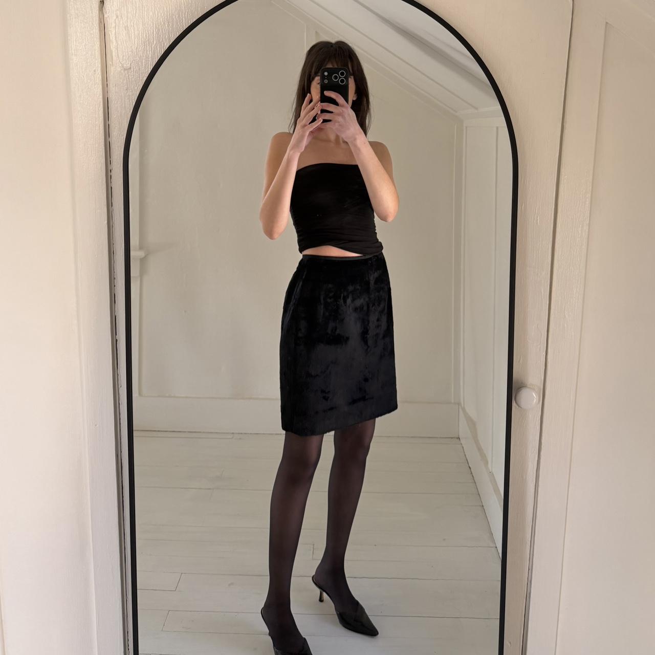 Tahari Vintage 90s Faux Fur Mini Pencil Skirt Size 6