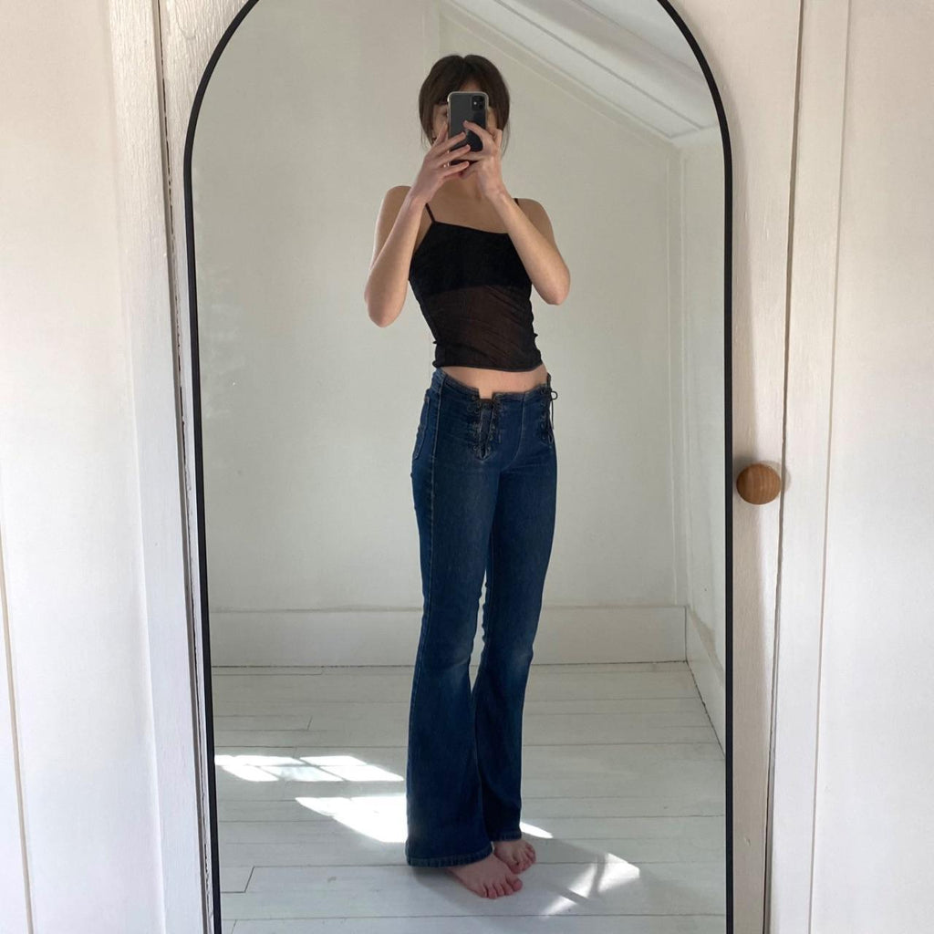 Mudd Jeans Vintage Y2K Lace Up Boot Cut Jeans Size 3