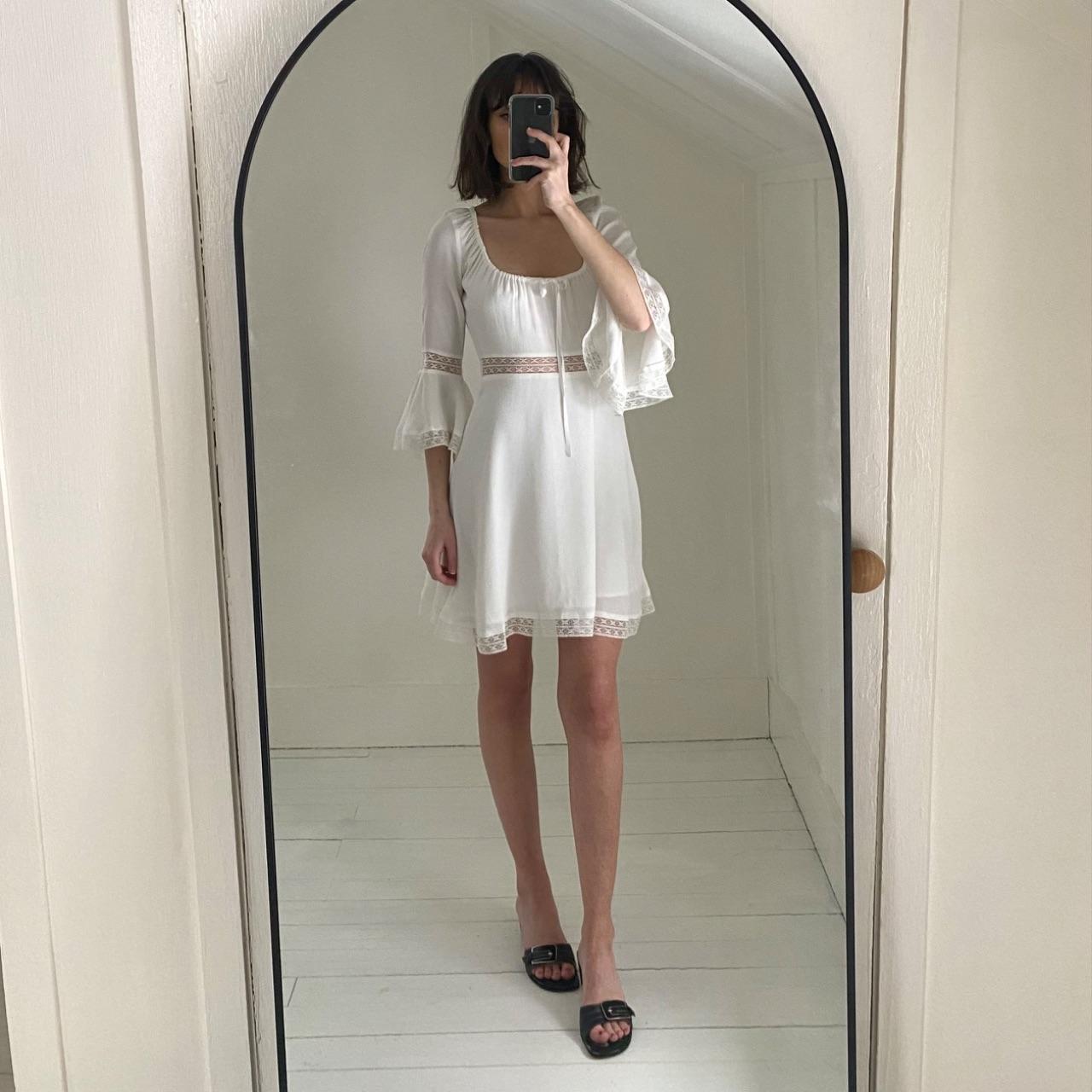 For Love & Lemons Angelina Lace Trim Mini Dress in Ivory NWT Size XS