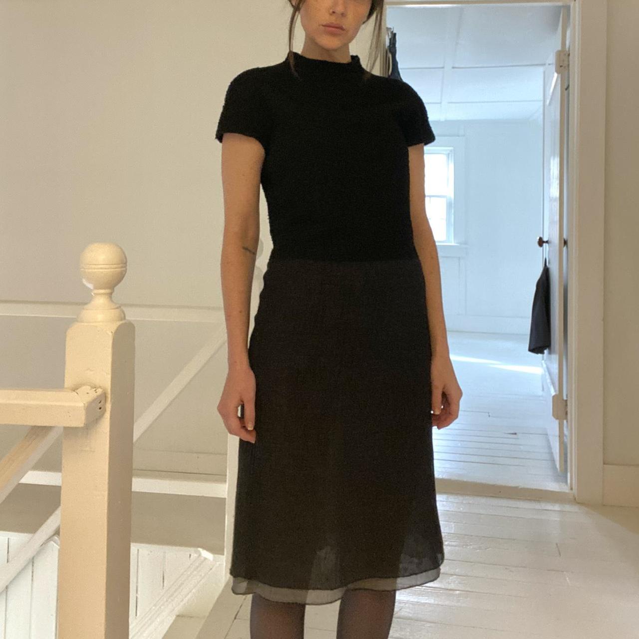 Emporio Armani Vintage 90s Mock Neck Wool Knit Contrast Pencil Dress Size 38