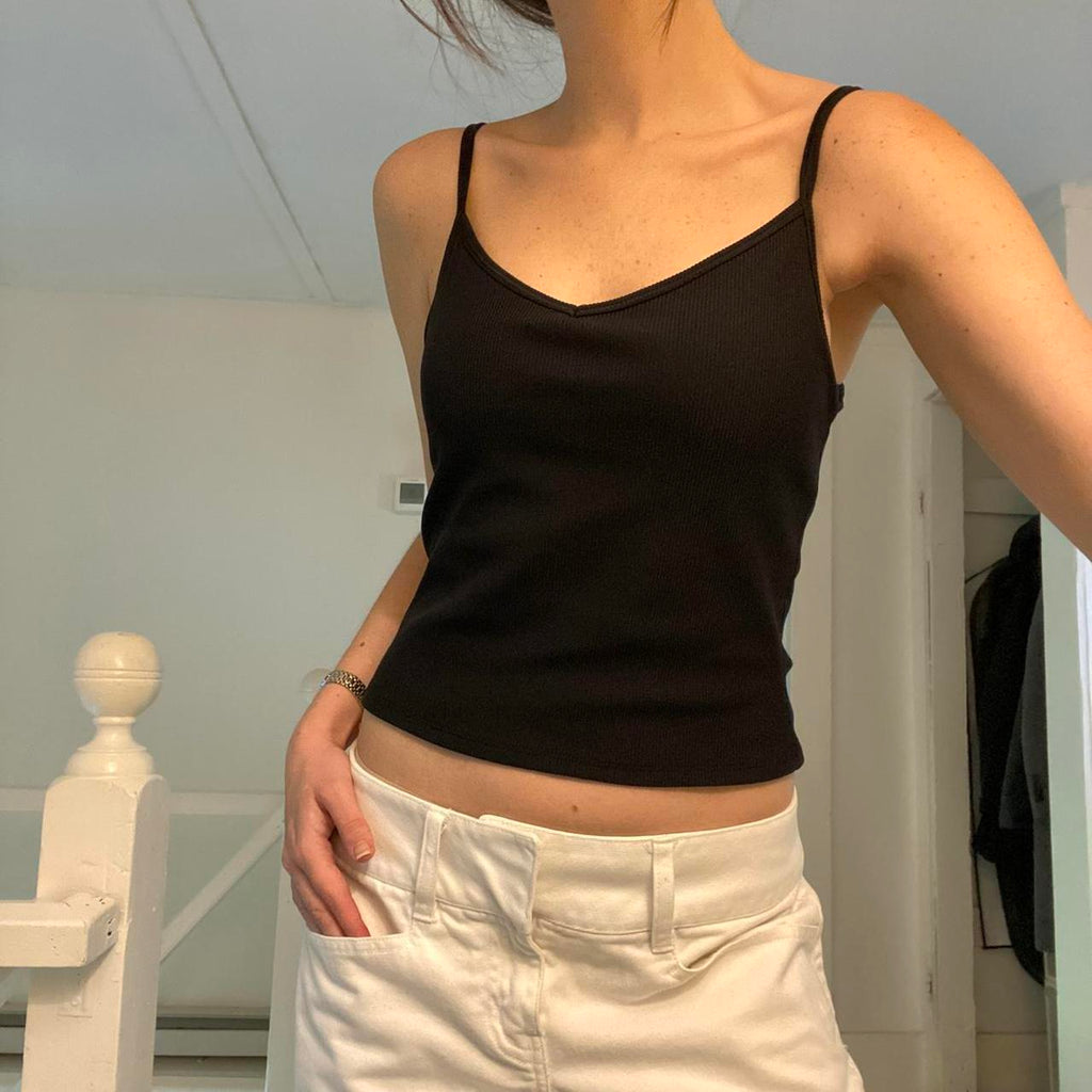GapFit Blackout Rib Cami in True Black Size S Tall
