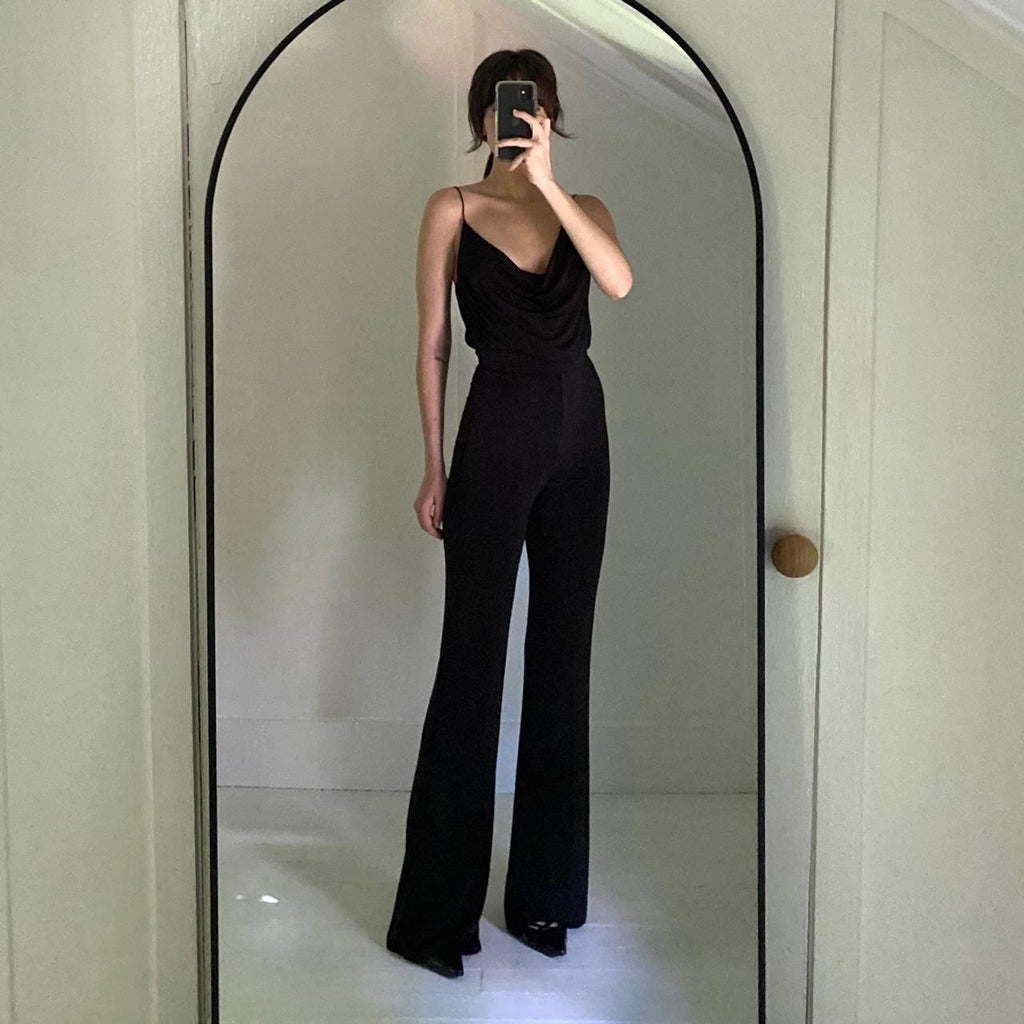 Misha Collection Moira Cowl Neck Pantsuit in Black Size 0