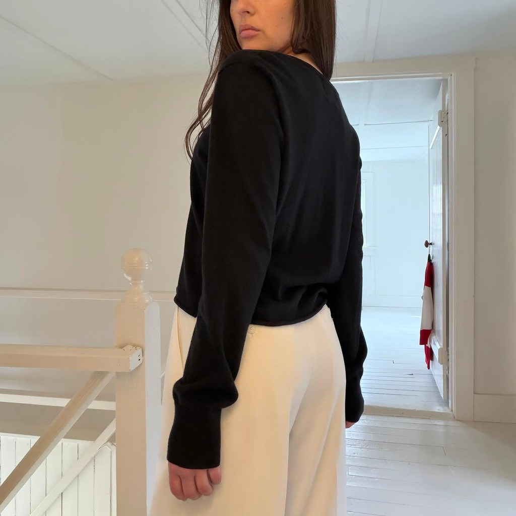 Crush Cashmere Cotton Silk Knit V Neck Sweater Size 1