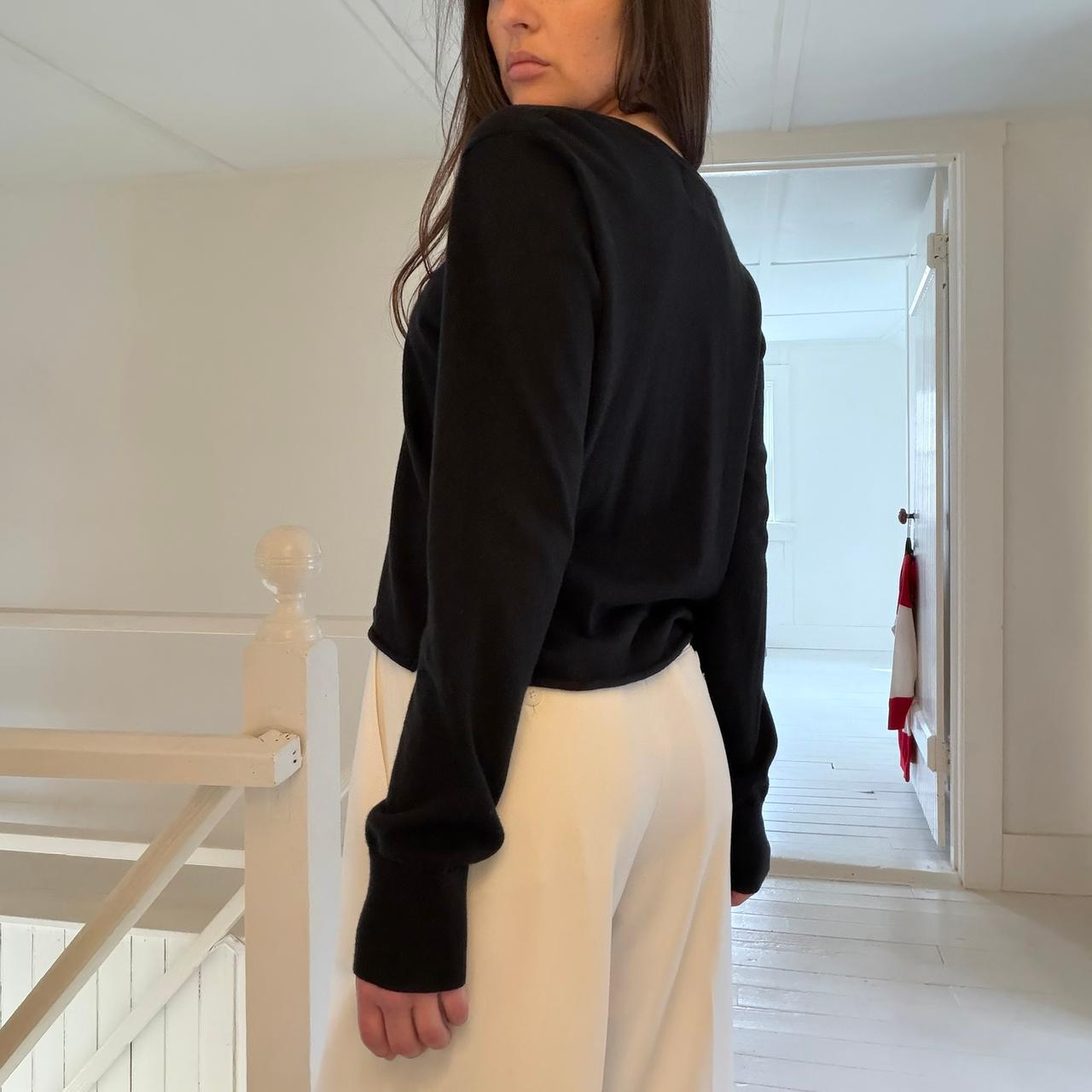 Crush Cashmere Cotton Silk Knit V Neck Sweater Size 1