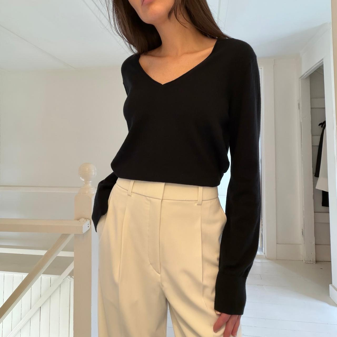 Crush Cashmere Cotton Silk Knit V Neck Sweater Size 1