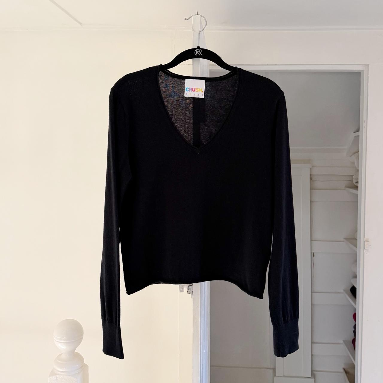 Crush Cashmere Cotton Silk Knit V Neck Sweater Size 1