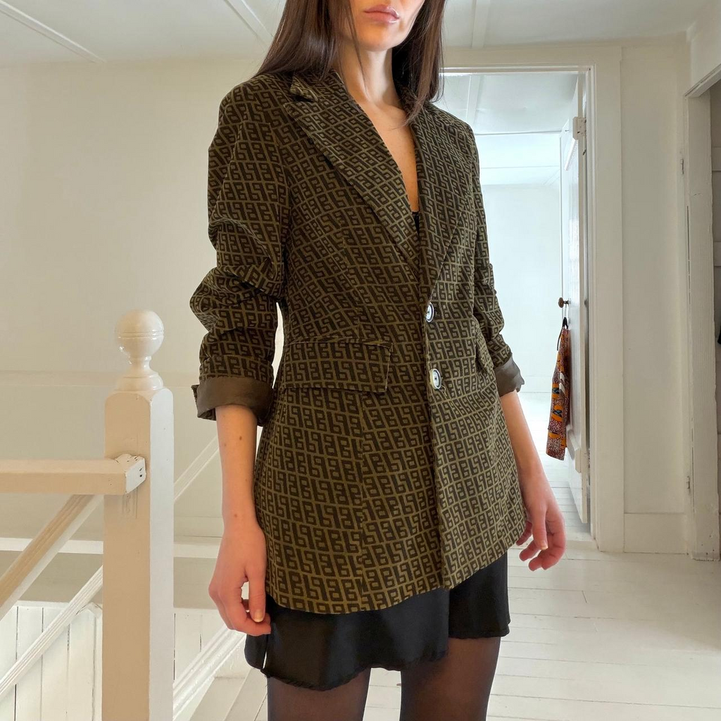 Baum Und Pferdgarten Corduroy Monogram Blazer Jacket Size 38