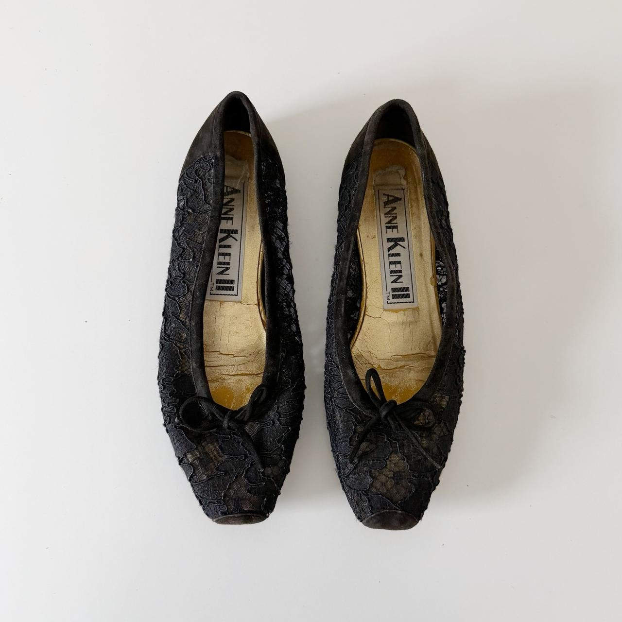 Anne Klein II Vintage 90s Suede Trim Lace Ballet Flats Size 6