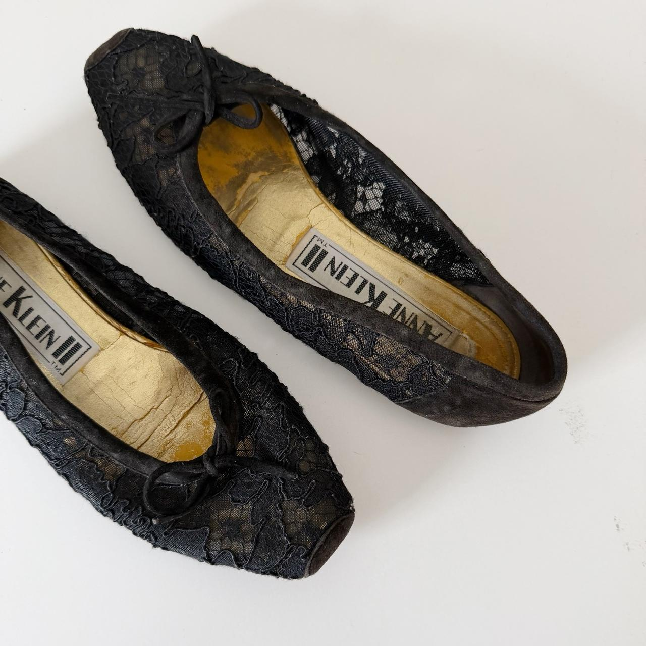 Anne Klein II Vintage 90s Suede Trim Lace Ballet Flats Size 6