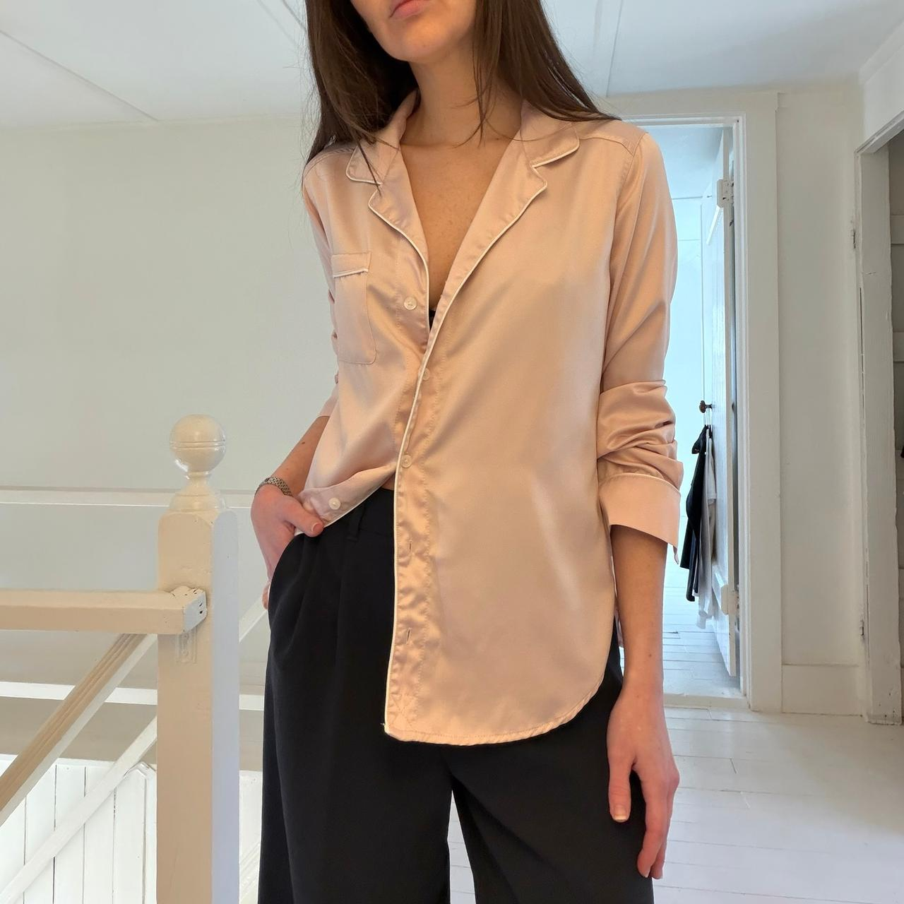 Abercrombie & Fitch Satin Button Down Sleepwear Shirt Size S