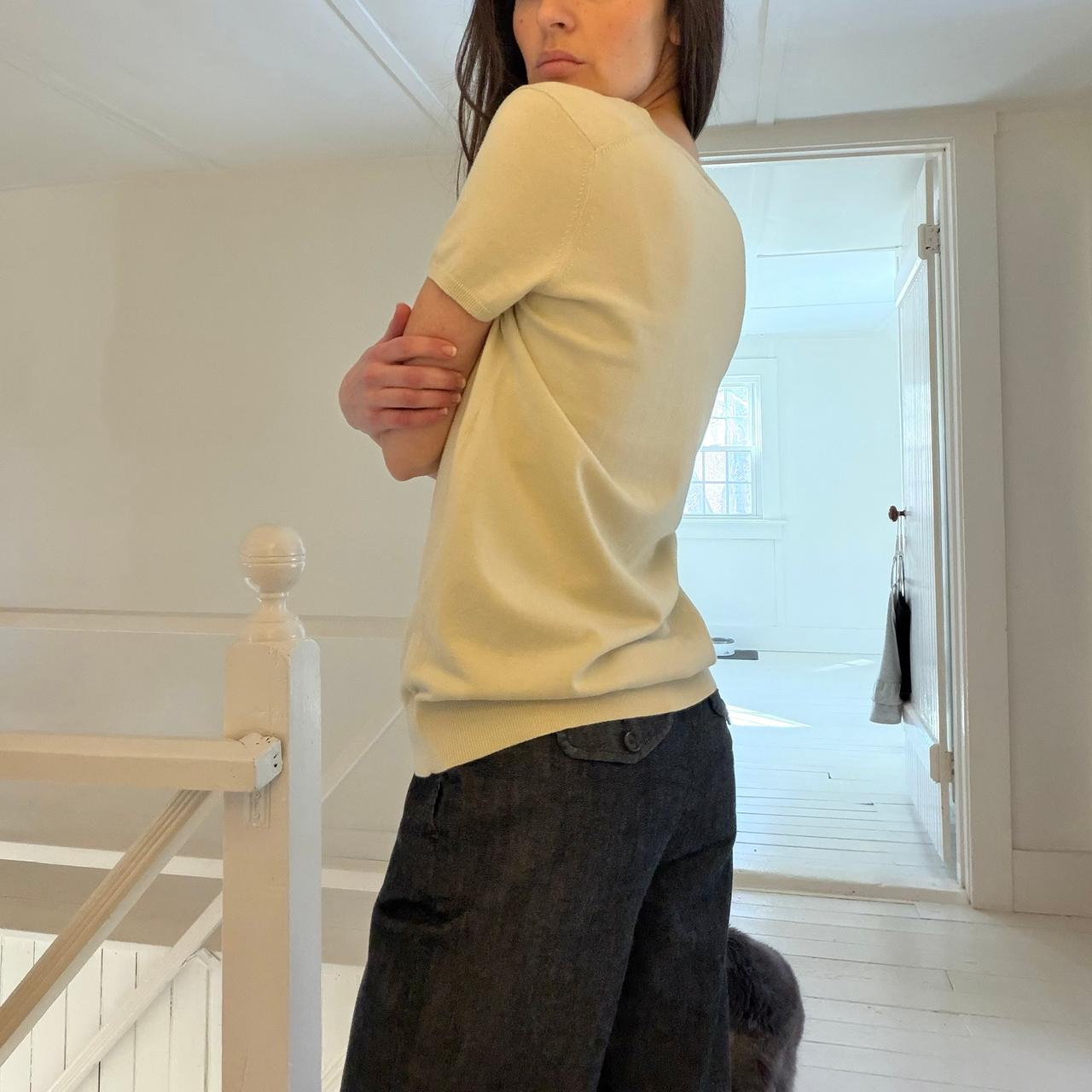 Calvin Klein Vintage 90s Knit Plunge V Neck T-Shirt Size S