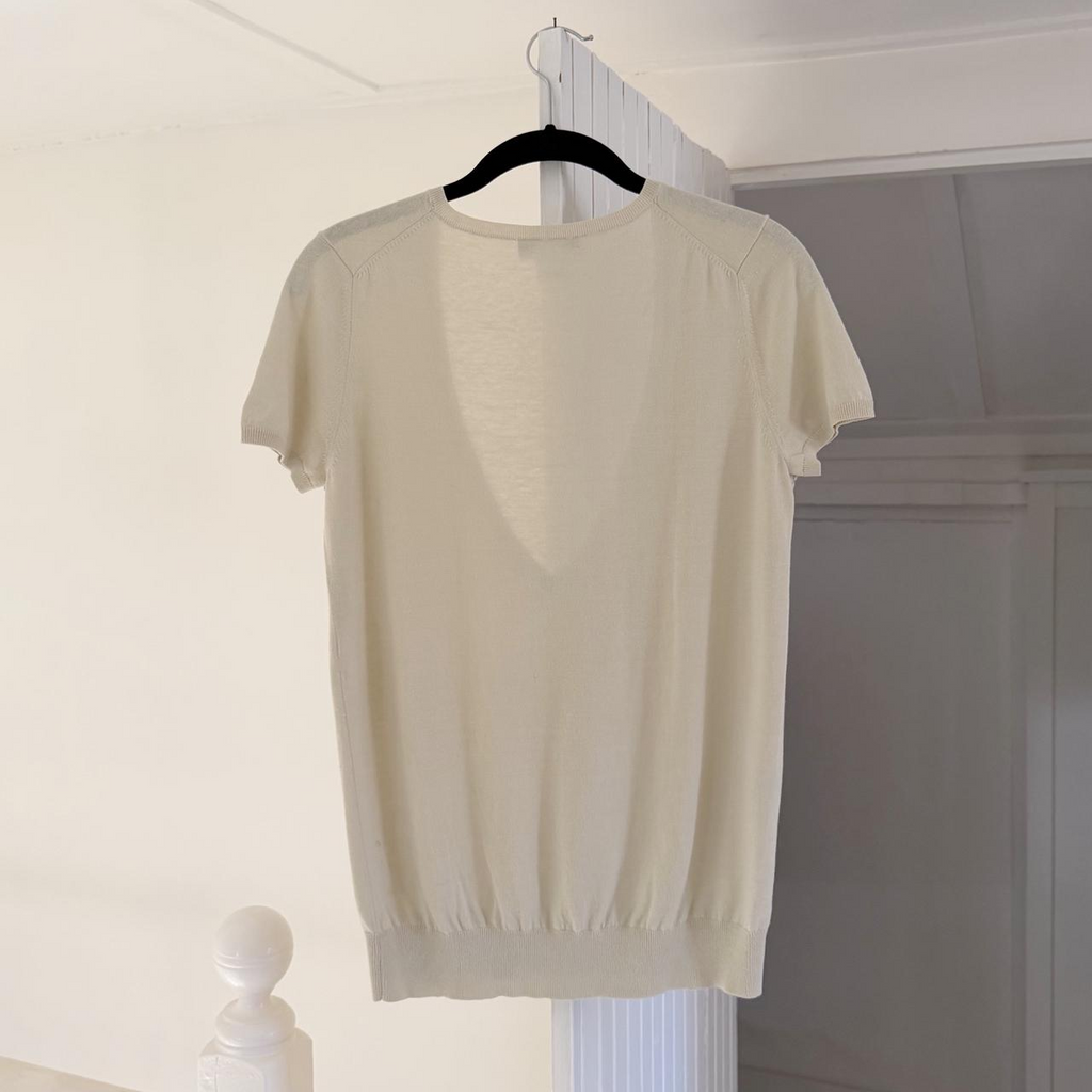 Calvin Klein Vintage 90s Knit Plunge V Neck T-Shirt Size S