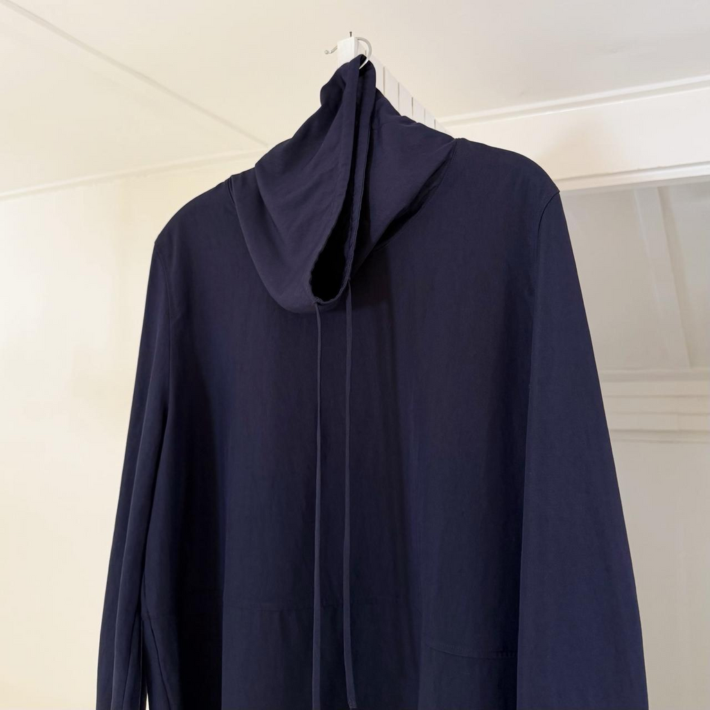 COS Drawstring Funnel-Neck Blouse in Navy NWT Size 6
