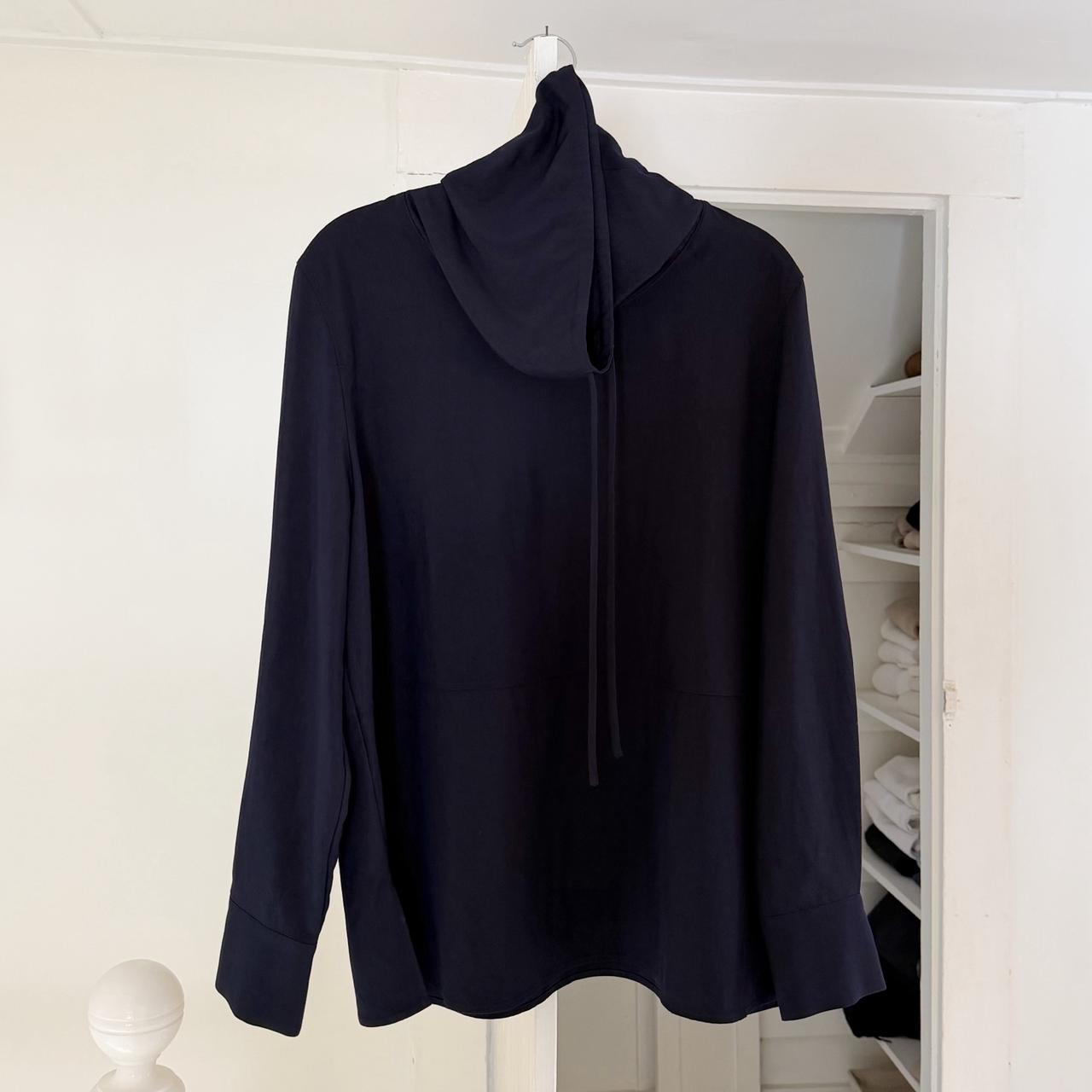 COS Drawstring Funnel-Neck Blouse in Navy NWT Size 6