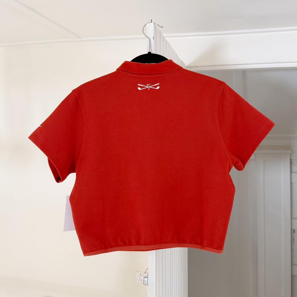 Nike Women’s Short-Sleeve Golf Polo Crop Top in Dragon Red/Sail NWT Size M