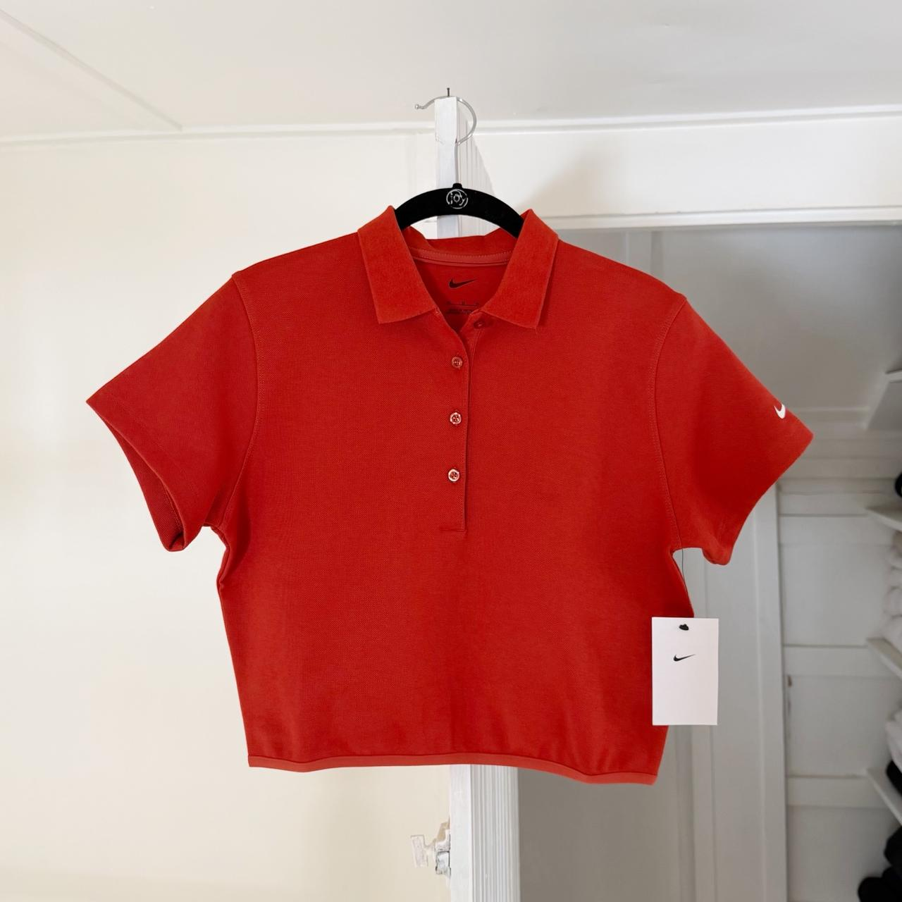 Nike Women’s Short-Sleeve Golf Polo Crop Top in Dragon Red/Sail NWT Size M