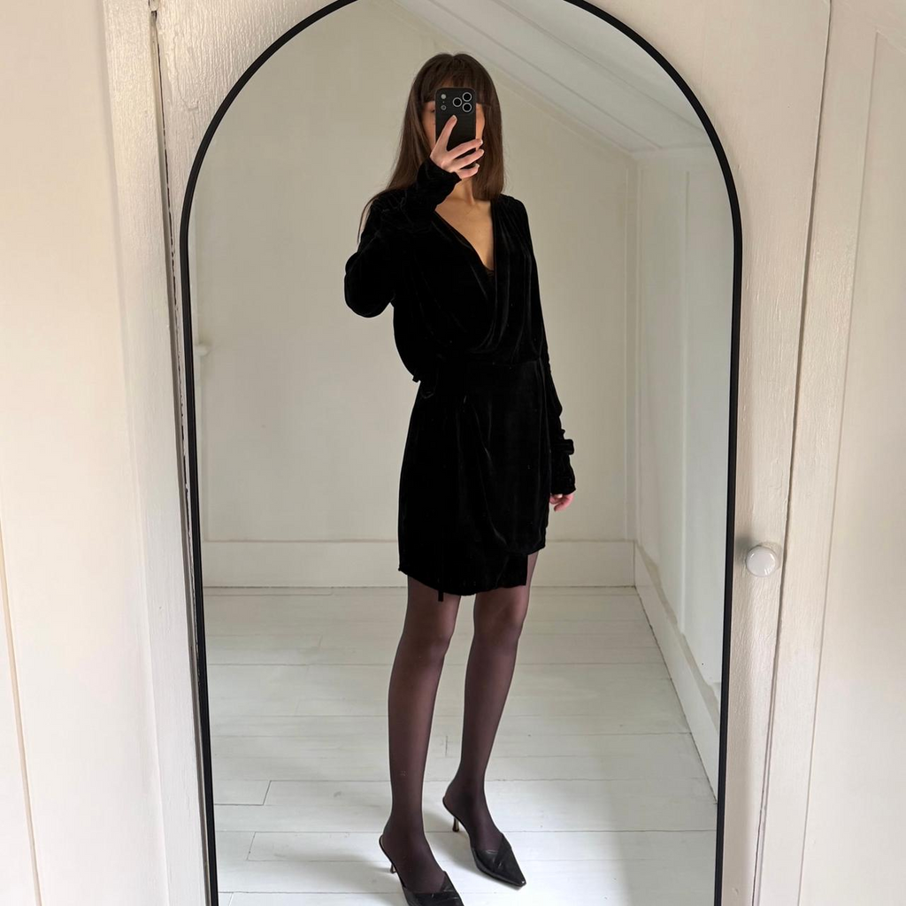The Attico Anjelica Velvet Silk Mini Wrap Dress Size 2