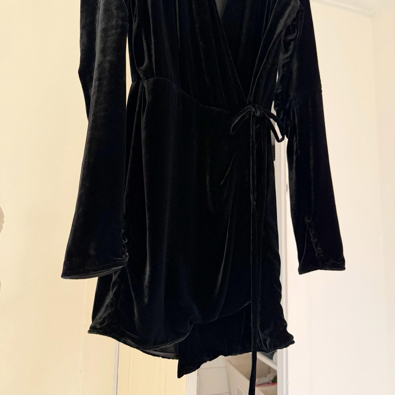 The Attico Anjelica Velvet Silk Mini Wrap Dress Size 2