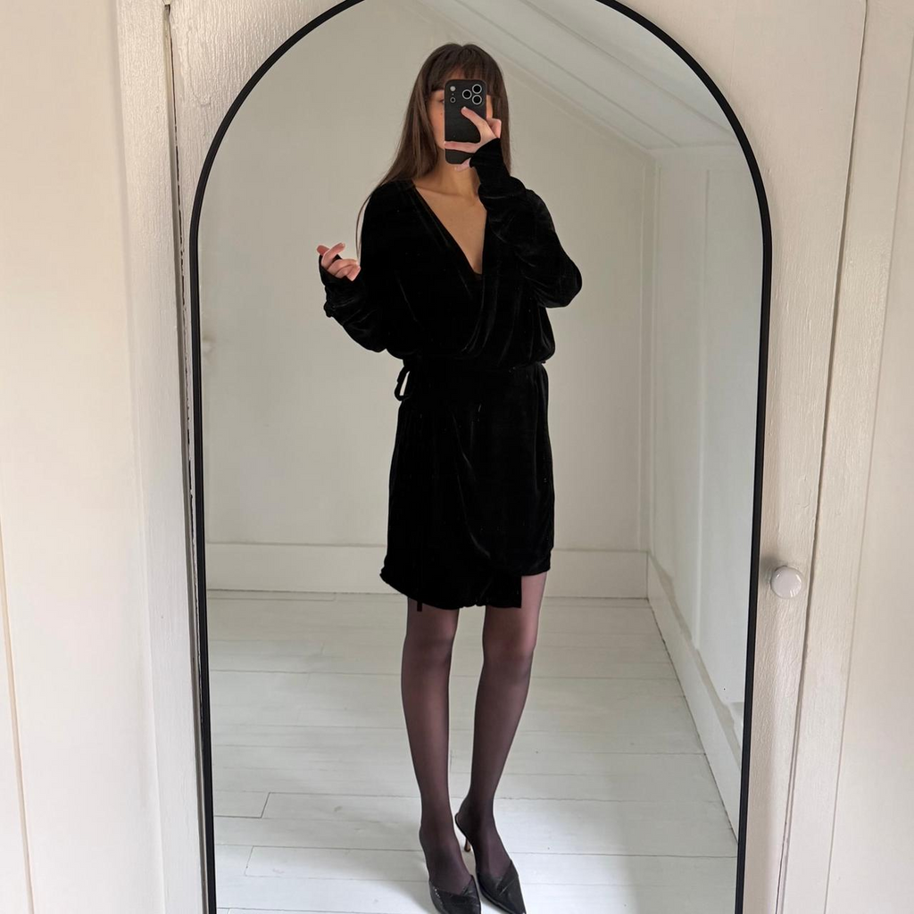 The Attico Anjelica Velvet Silk Mini Wrap Dress Size 2