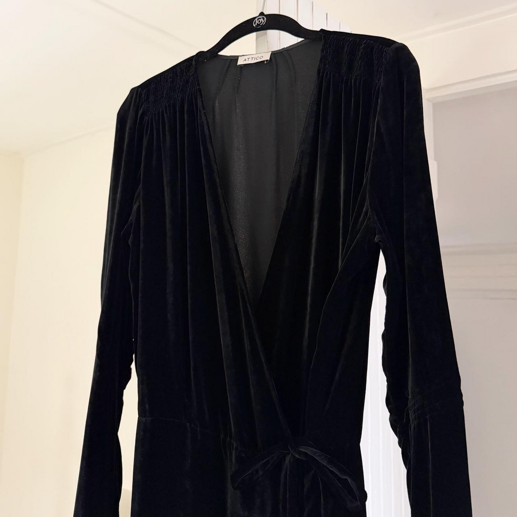The Attico Anjelica Velvet Silk Mini Wrap Dress Size 2
