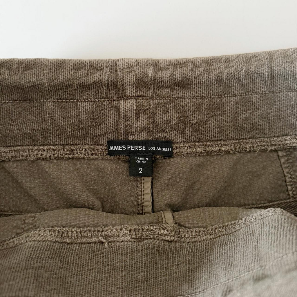 James Perse Corduroy Mixed Media Pant in Army Green Pigment Size 2