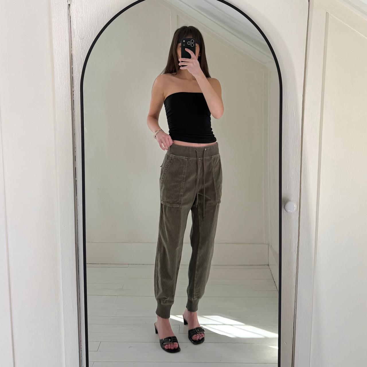 James Perse Corduroy Mixed Media Pant in Army Green Pigment Size 2