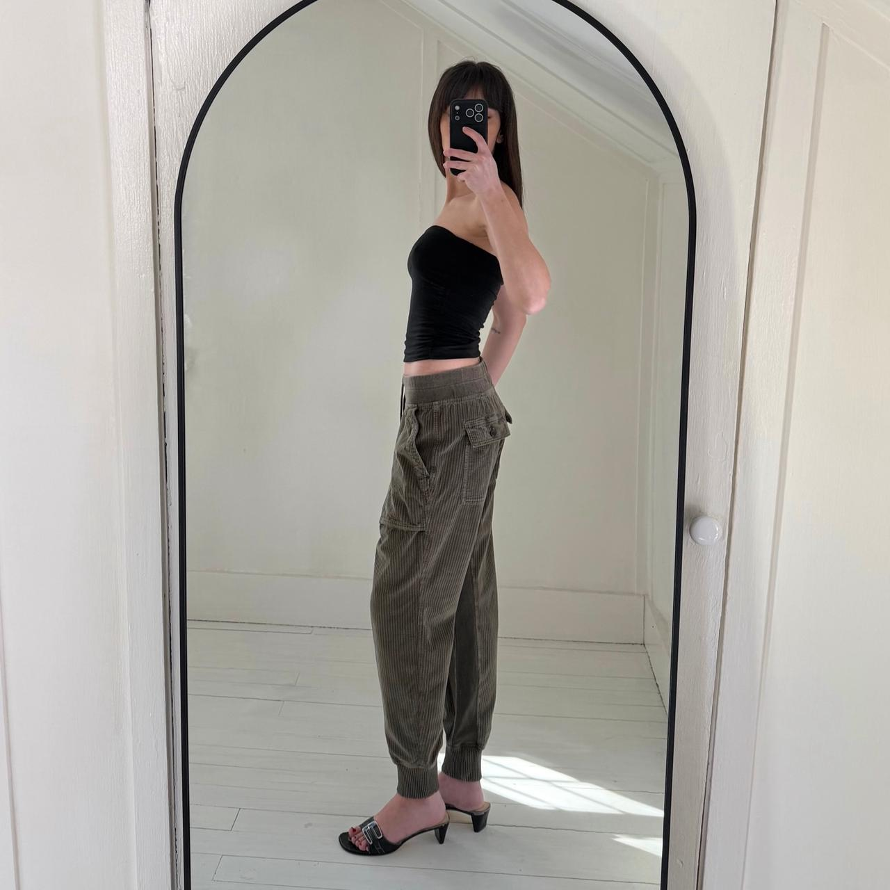 James Perse Corduroy Mixed Media Pant in Army Green Pigment Size 2