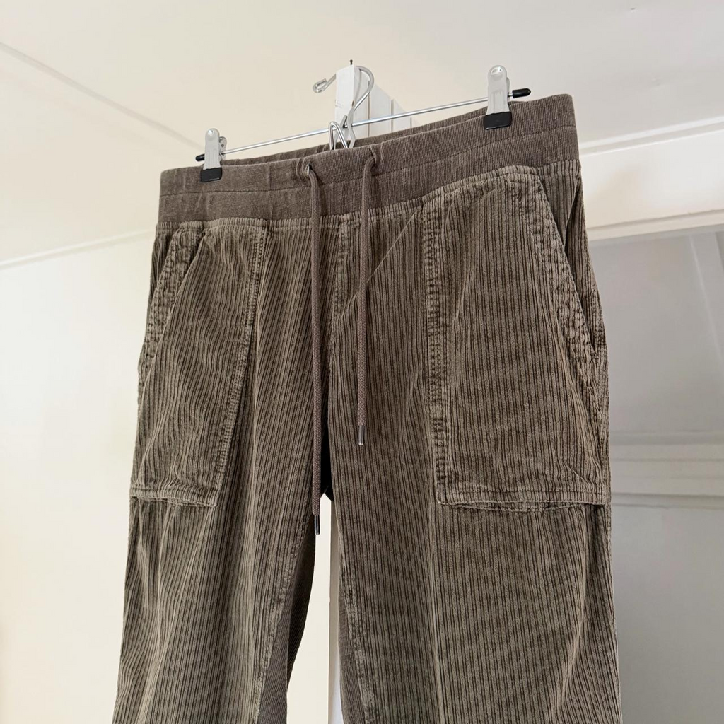 James Perse Corduroy Mixed Media Pant in Army Green Pigment Size 2