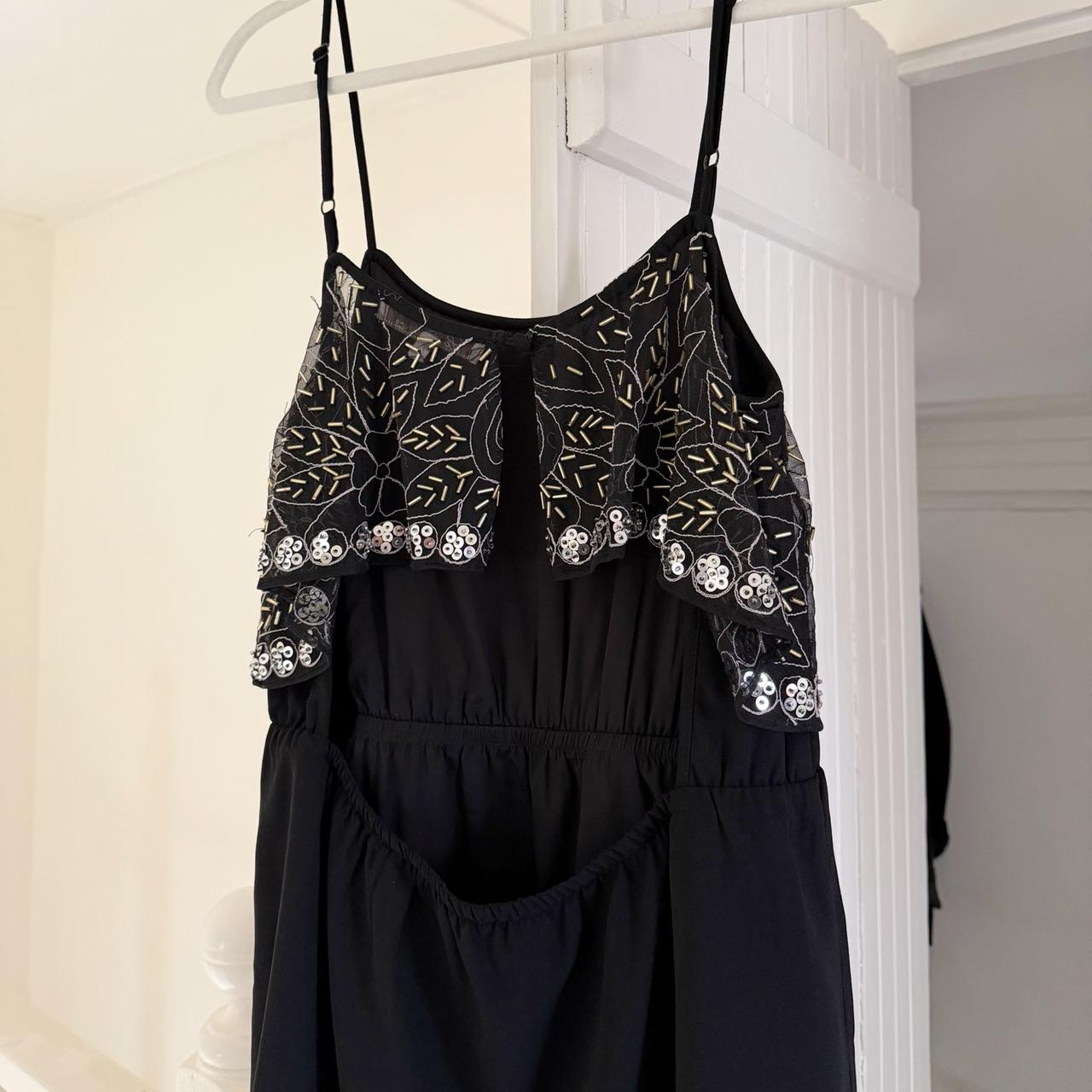 Lovers + Friends Sunkissed Sequin Beaded Open Back Mini Dress Black Size M