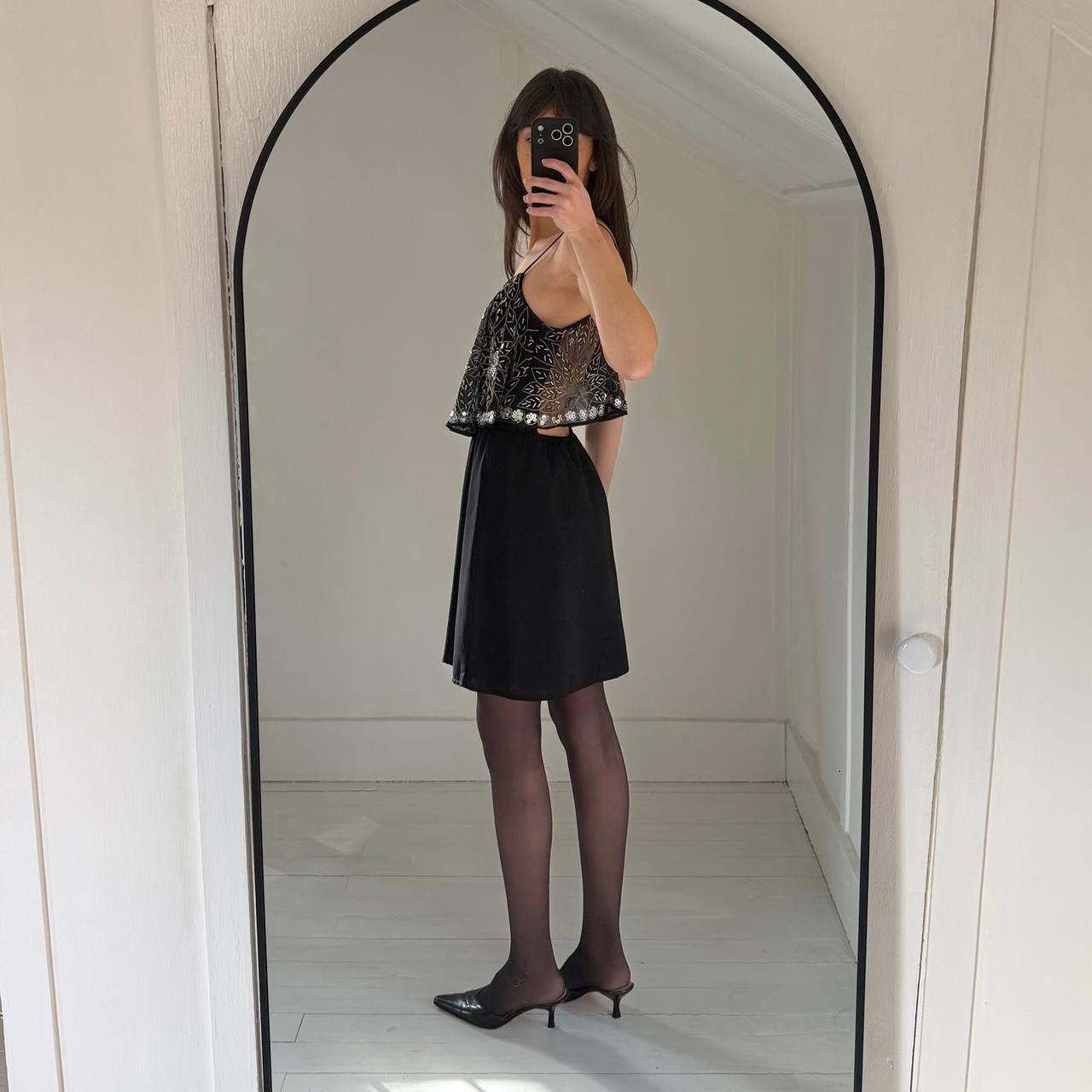 Lovers + Friends Sunkissed Sequin Beaded Open Back Mini Dress Black Size M