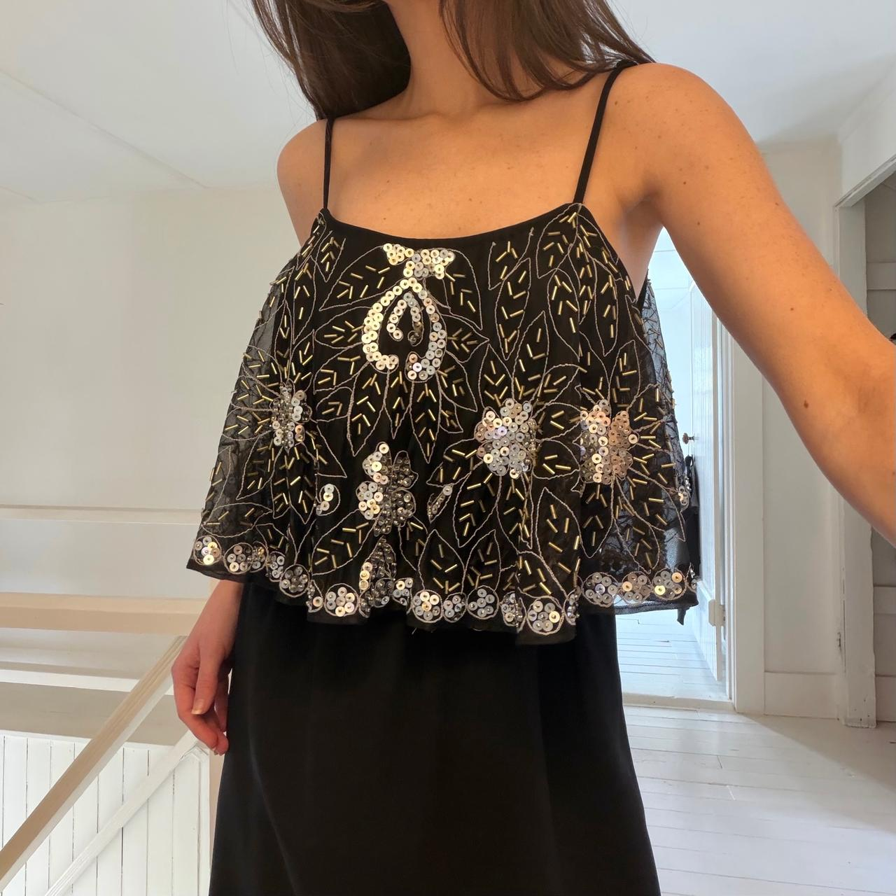 Lovers + Friends Sunkissed Sequin Beaded Open Back Mini Dress Black Size M