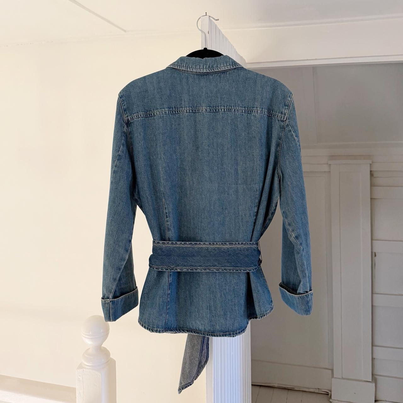 Jones New York Vintage 90s Chambray Denim Belted Shirt Size L