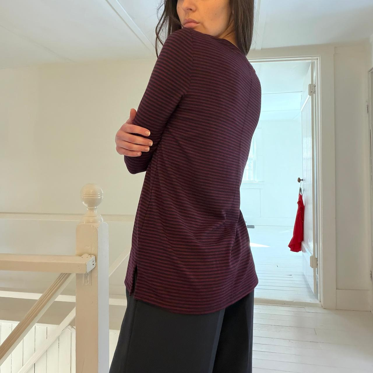 Ann Taylor Loft Striped Knit Button Shoulder 3/4 Sleeve Top Size XS
