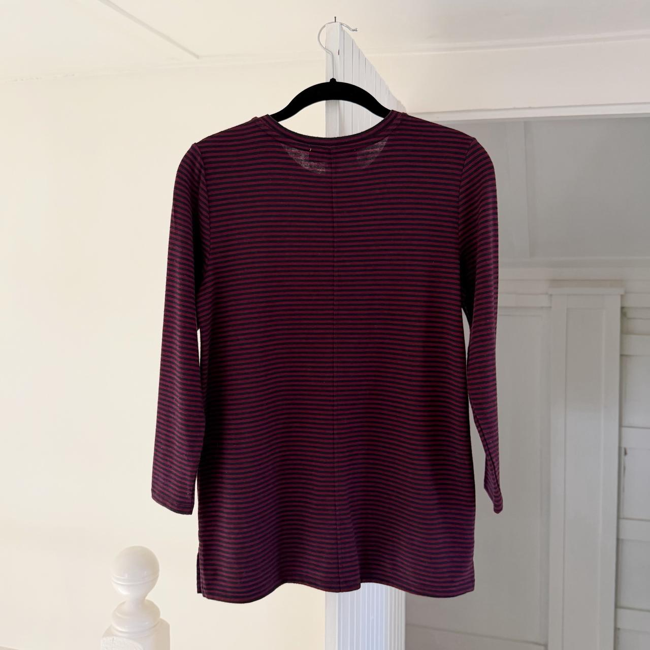 Ann Taylor Loft Striped Knit Button Shoulder 3/4 Sleeve Top Size XS