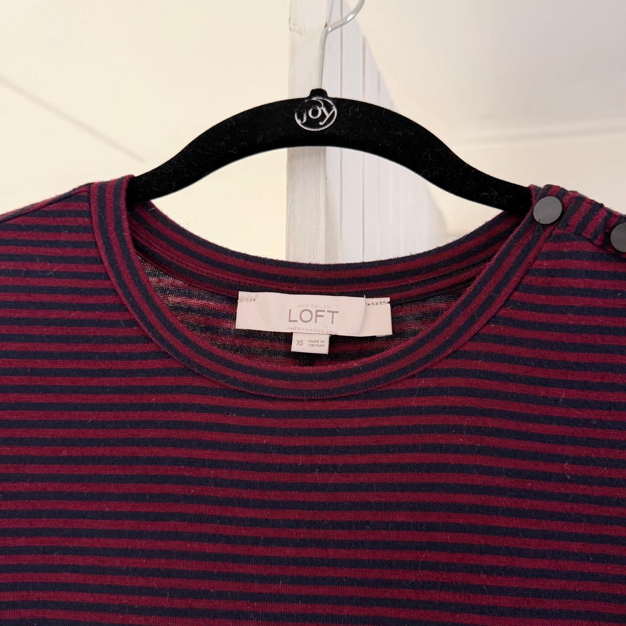 Ann Taylor Loft Striped Knit Button Shoulder 3/4 Sleeve Top Size XS