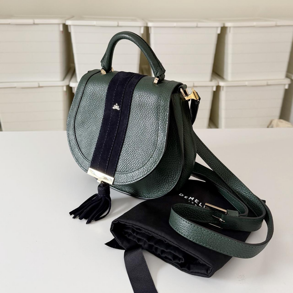 DeMellier London The Mini Venice Leather & Suede Bag in Forest