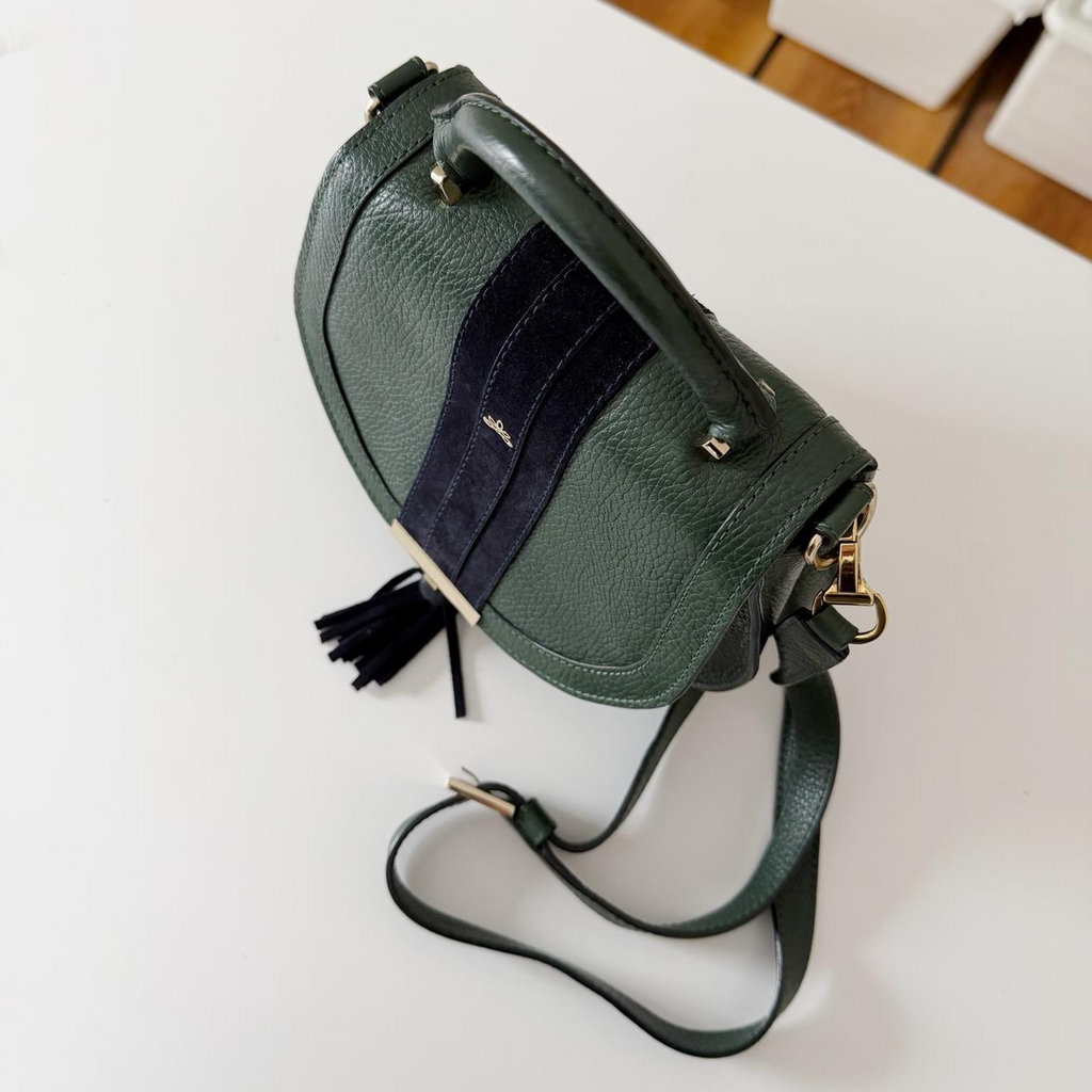 DeMellier London The Mini Venice Leather & Suede Bag in Forest