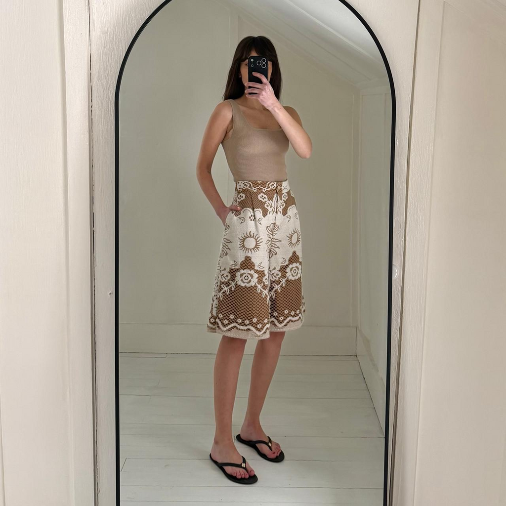 Beatrice .b / Anthropologie Soleil Lace Bermuda Shorts NWT Tan/Ivory Size 8