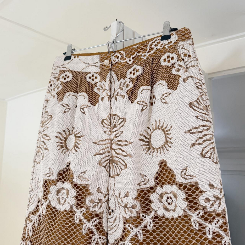 Beatrice .b / Anthropologie Soleil Lace Bermuda Shorts NWT Tan/Ivory Size 8